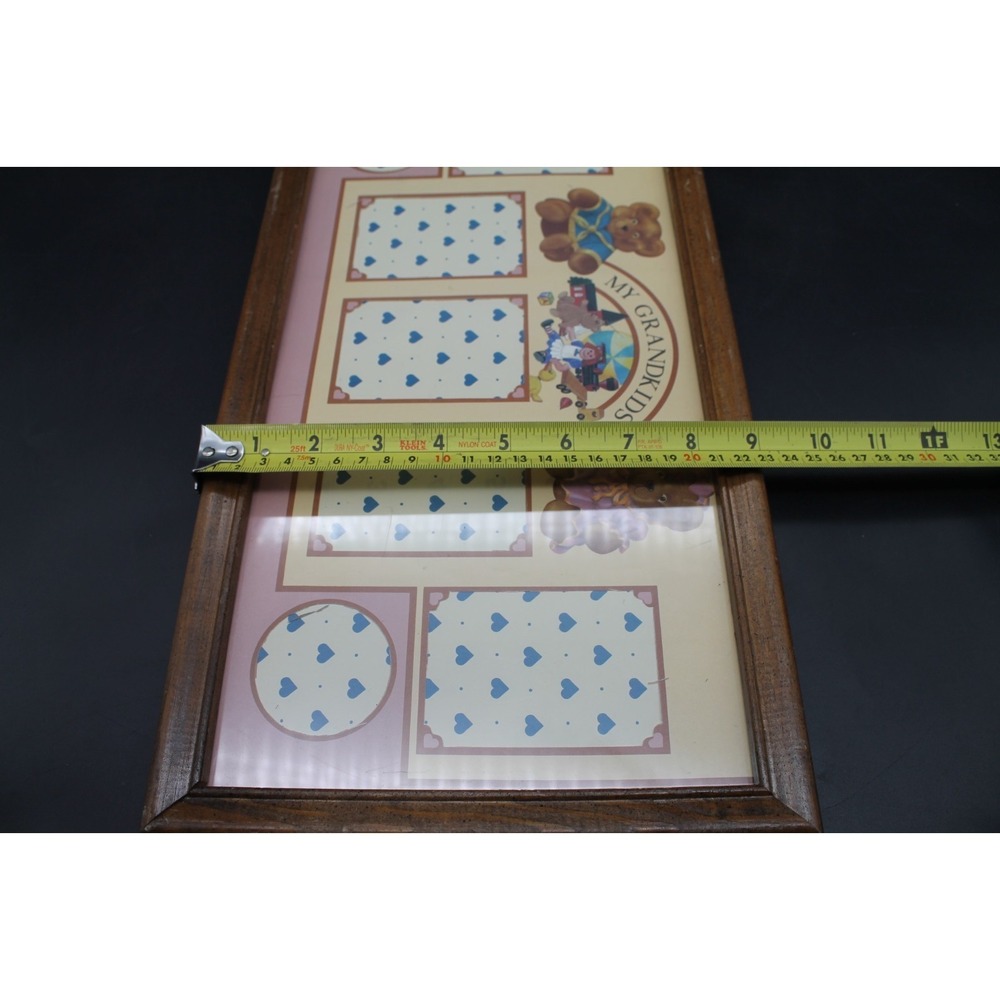 Vintage My Grandkids Photo Collage Frame Teddy Bears Holds 7 Photos 17x9 1980s - Picture 7 of 8